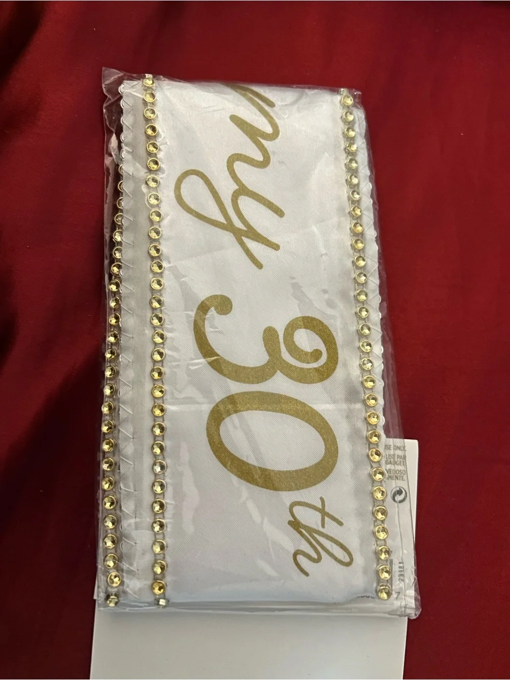 Party City White and Gold Celebration Sash